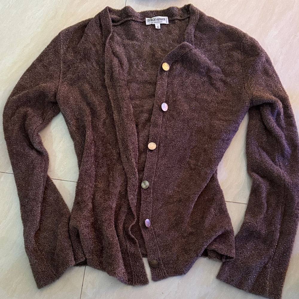 Giorgio Armani Brown Button-Up Cardigan